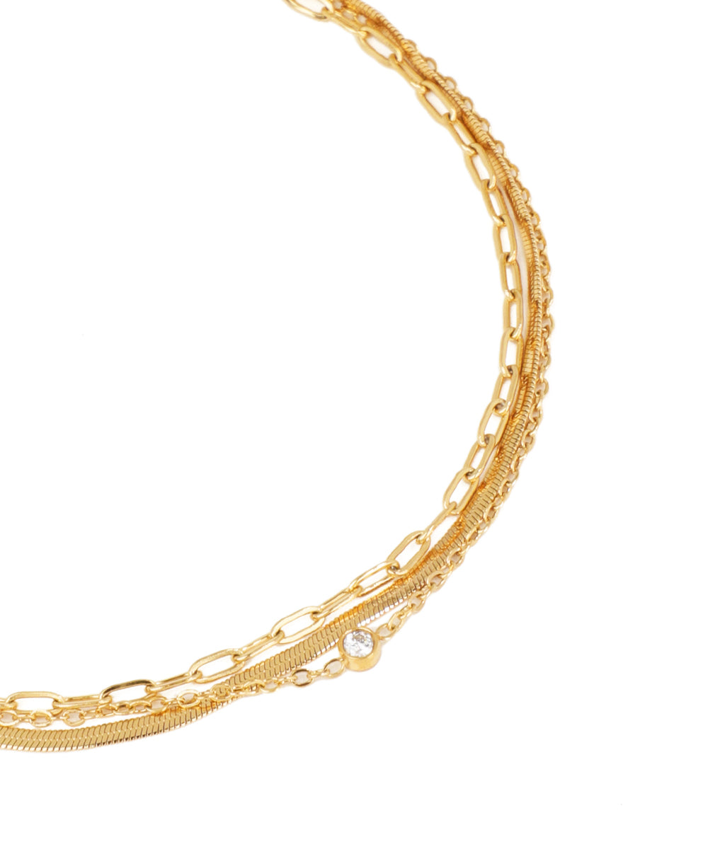 Gold chain necklace on a white background