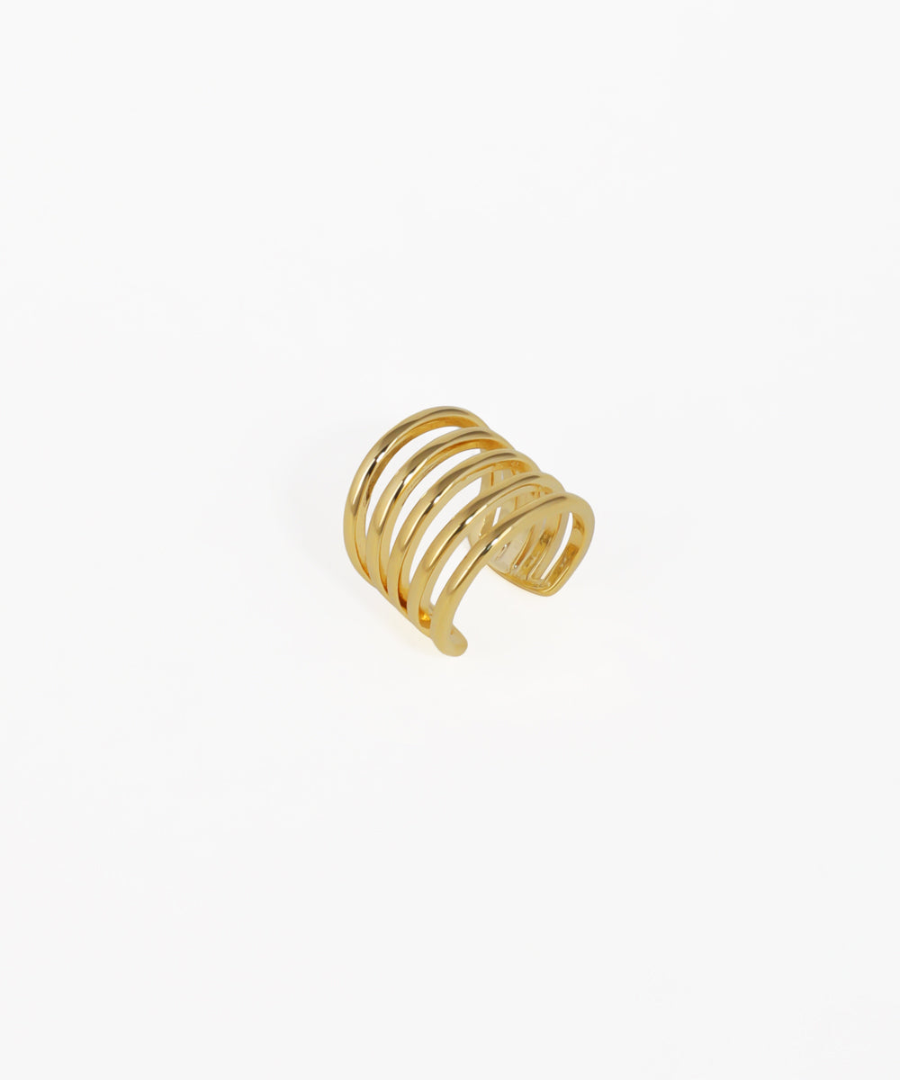 Gold-tone multi-band ear cuff earring with stacked design