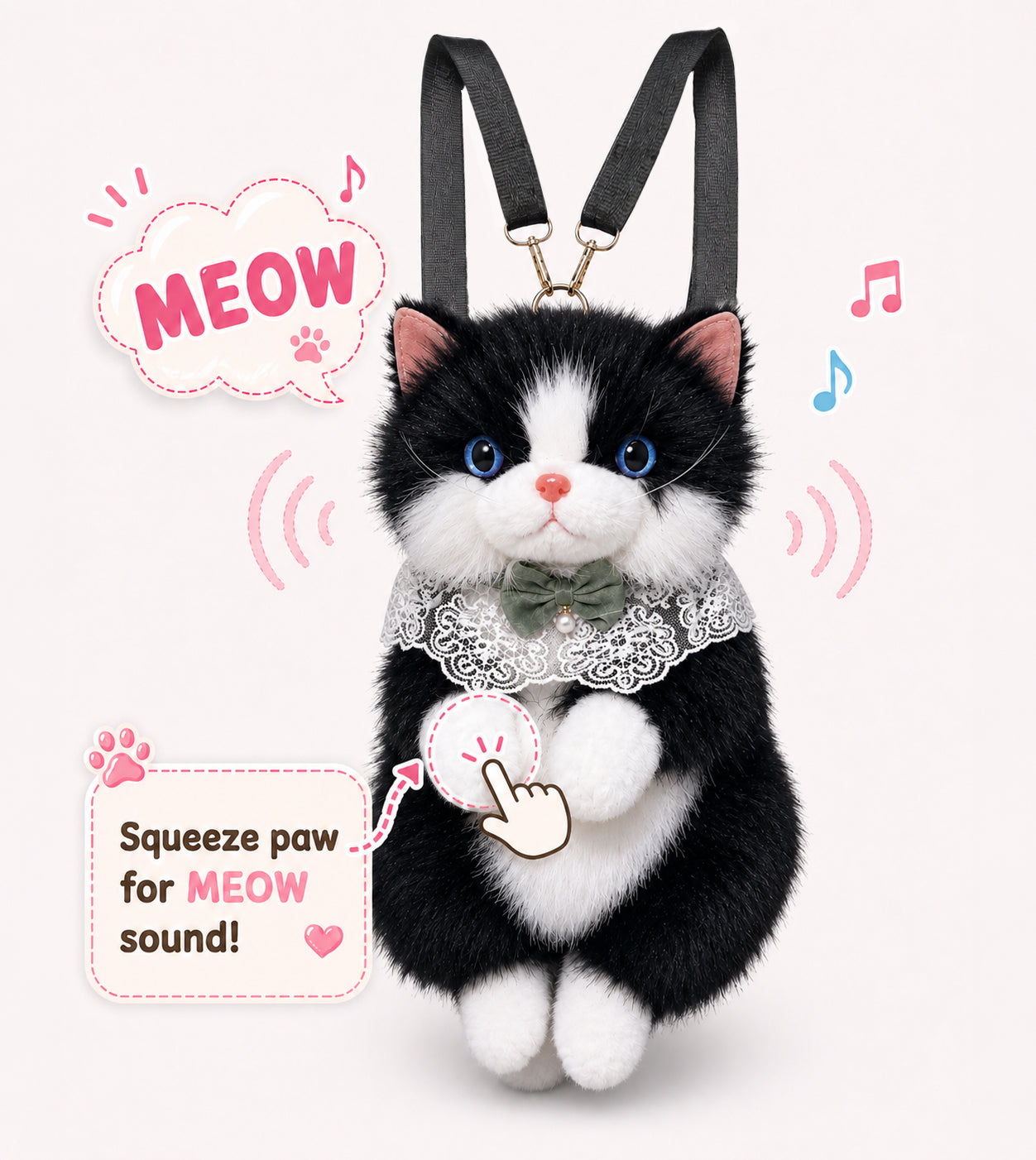 OREO Plush Cat Backpack (Black) | Stylika