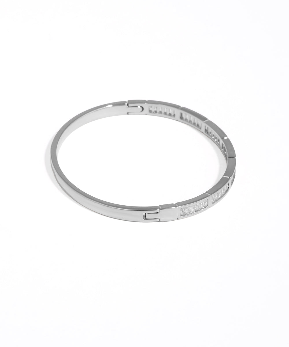 Silver bracelet on a white background