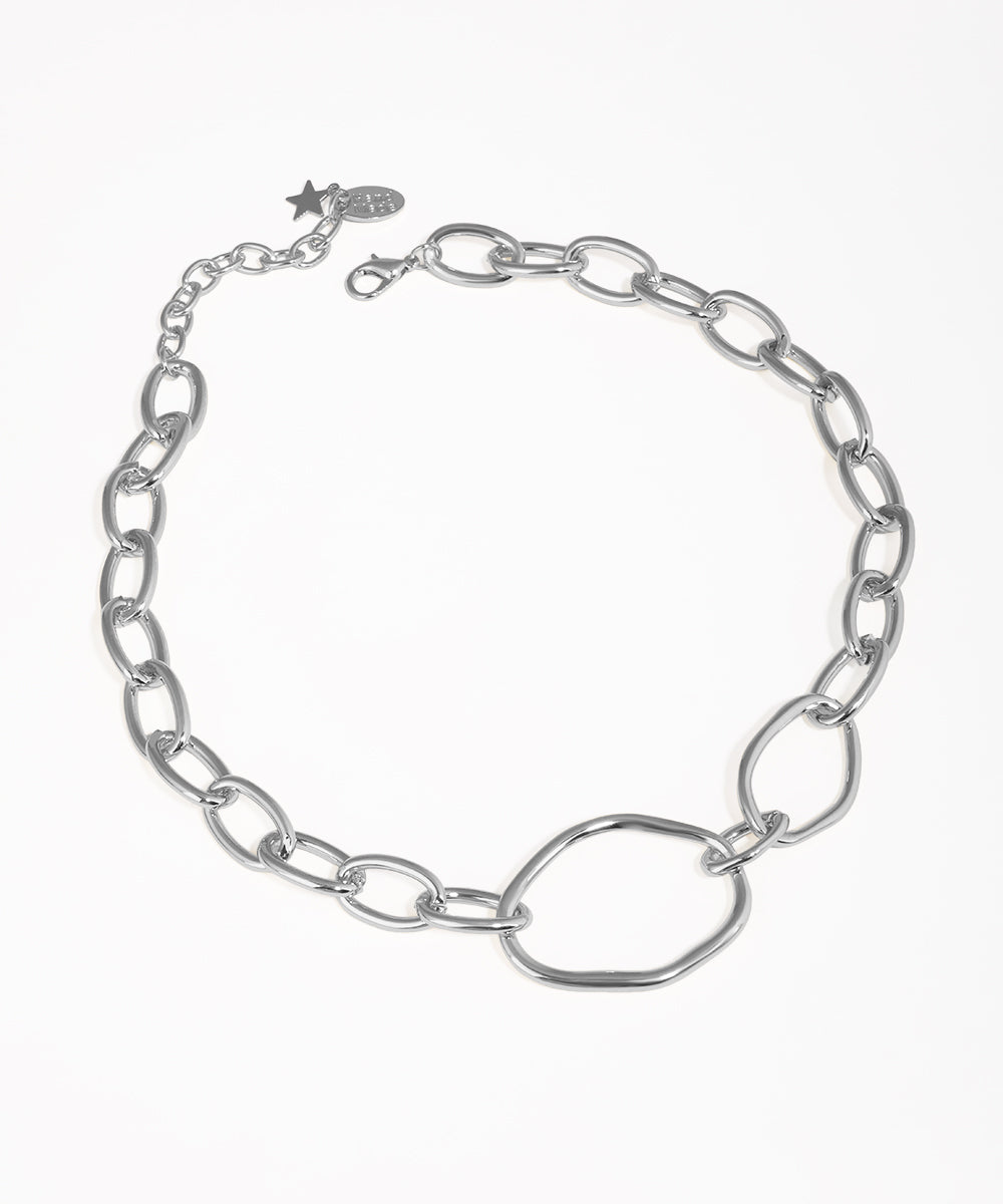 Silver chain bracelet on a white background