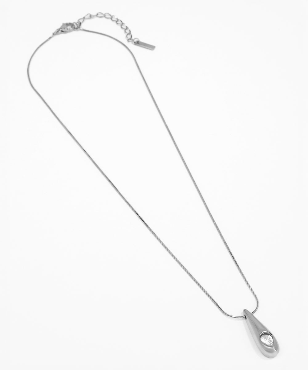 Silver necklace on a white background