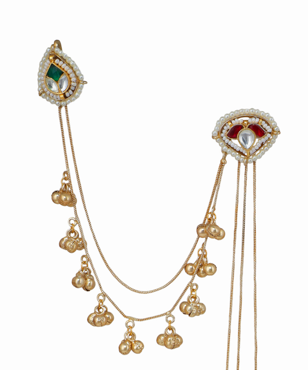 Vibrant Kashmiri Jhumka Earrings with Bell Chains | Stylika