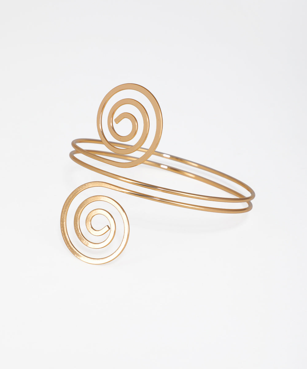 Gold-tone arm cuff with dual spiral design
