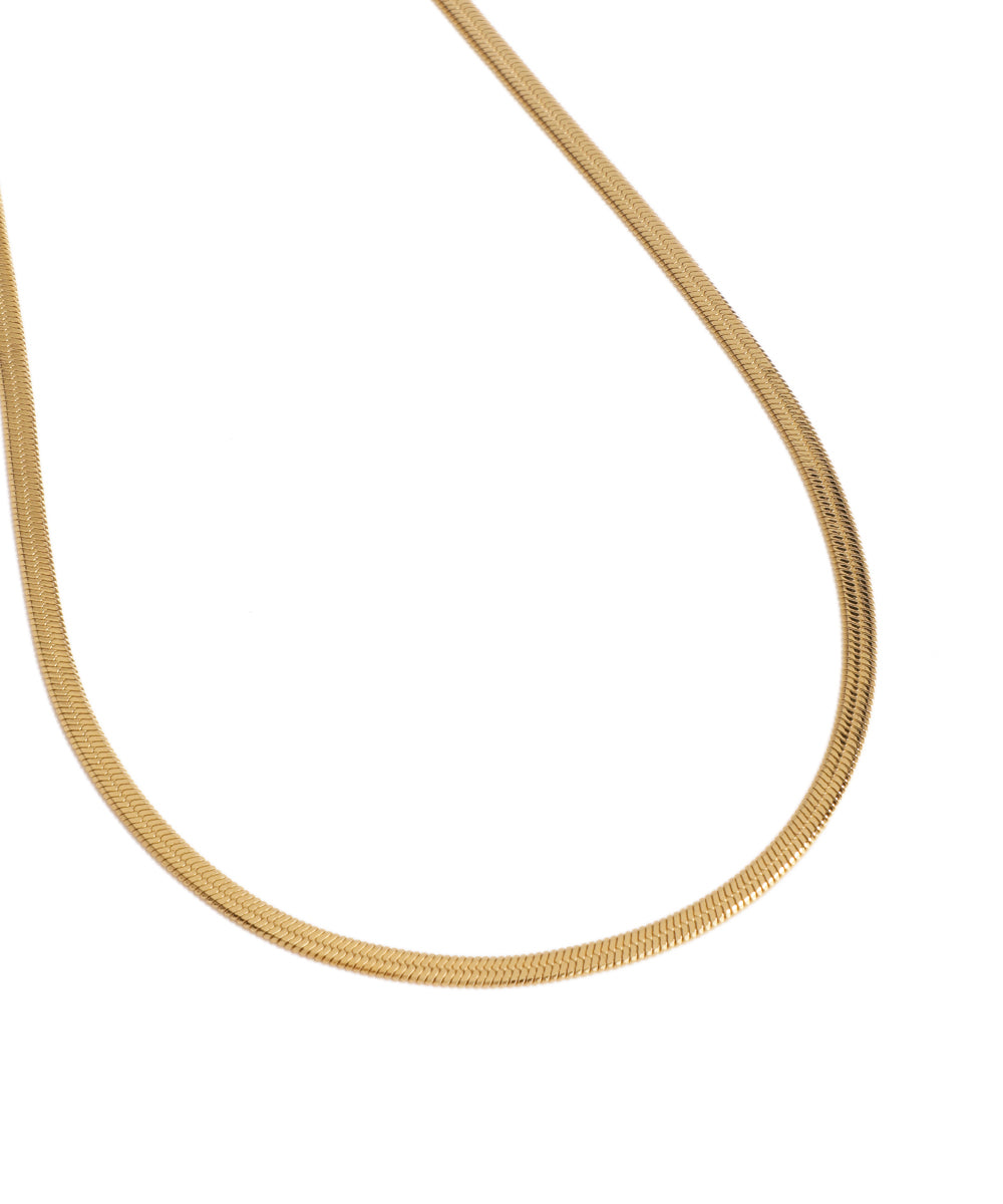 Gold necklace on a white background