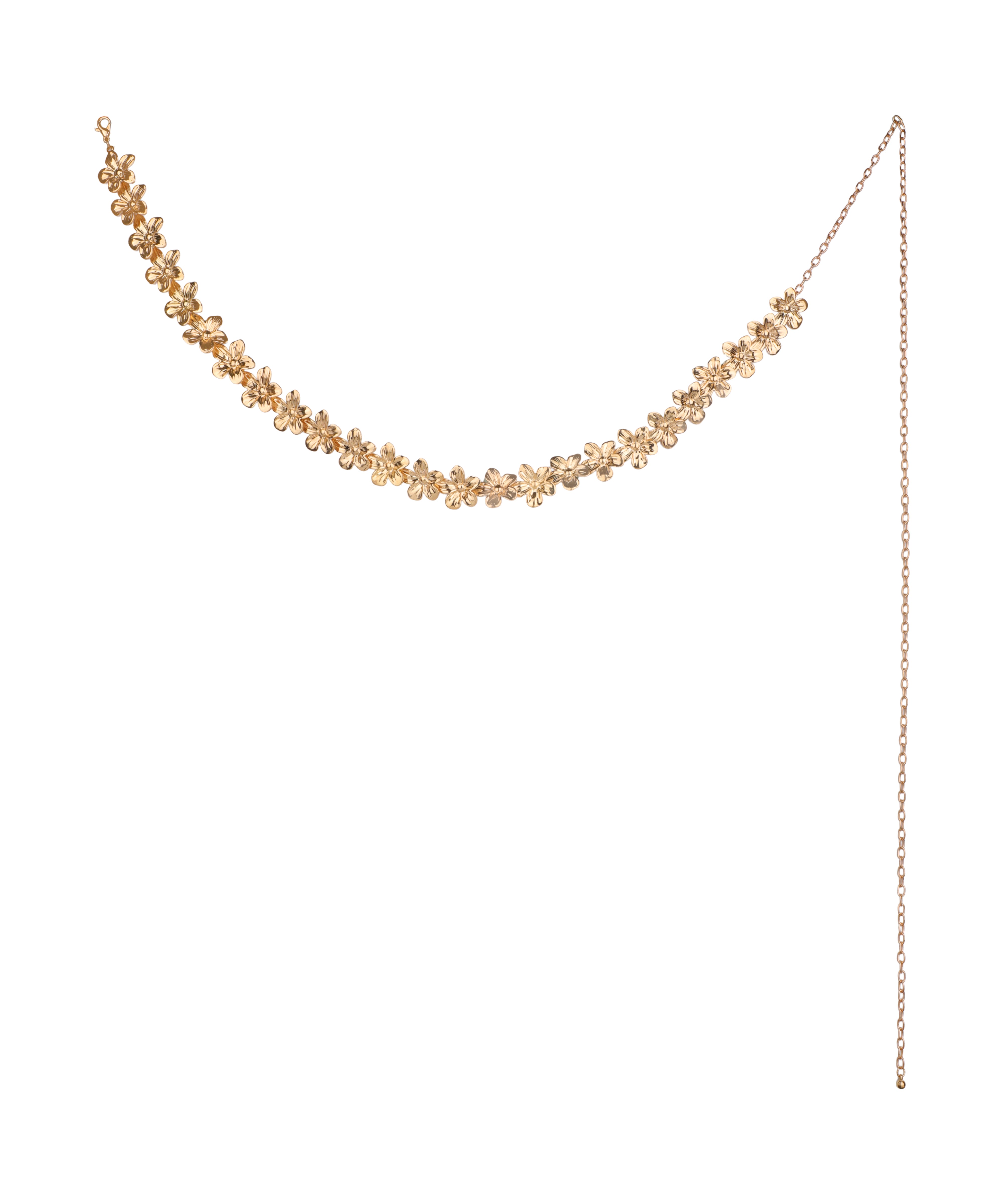 Gold-tone waist chain with delicate floral petal design