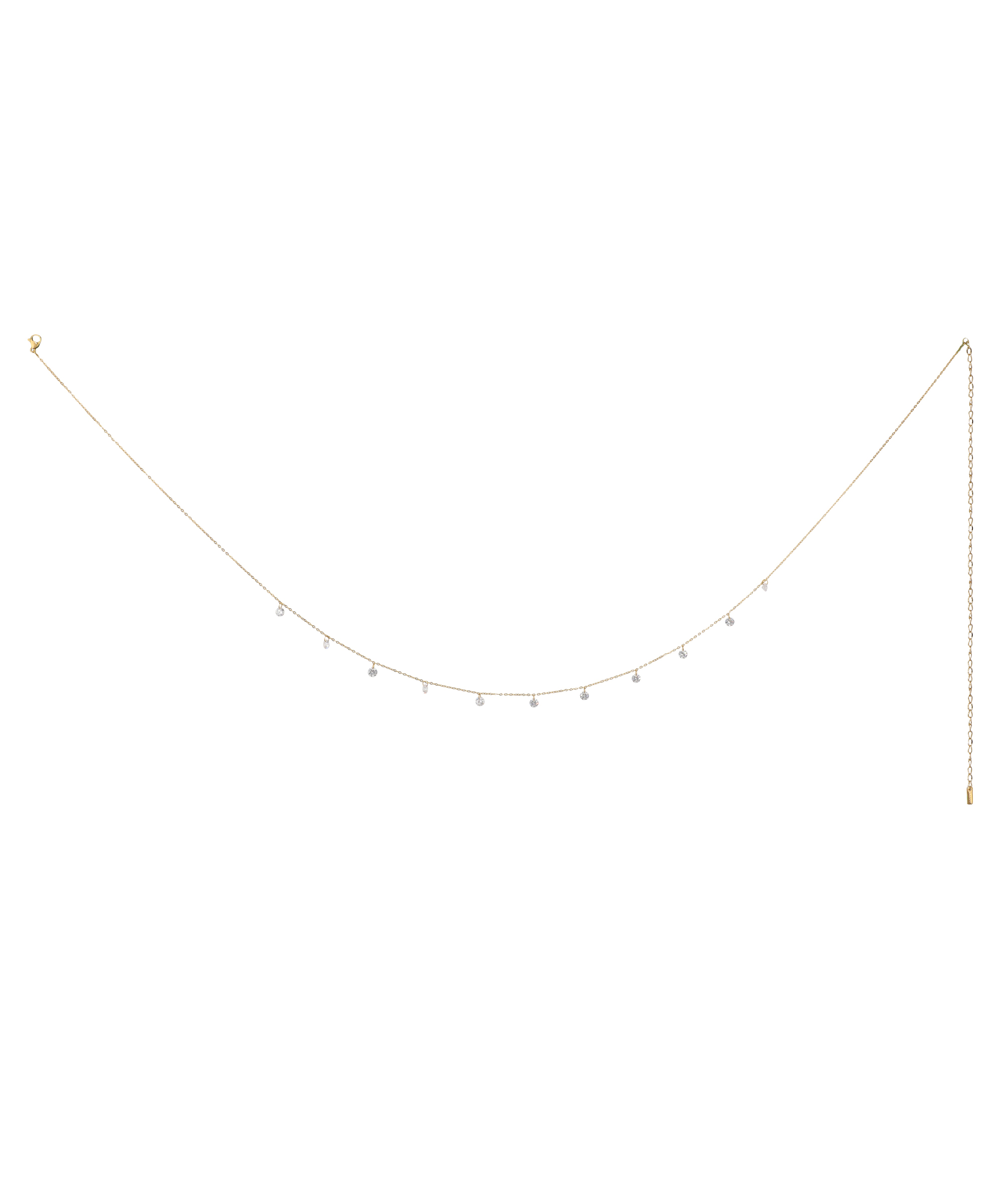 Gold-tone waist chain with small dangling clear stones