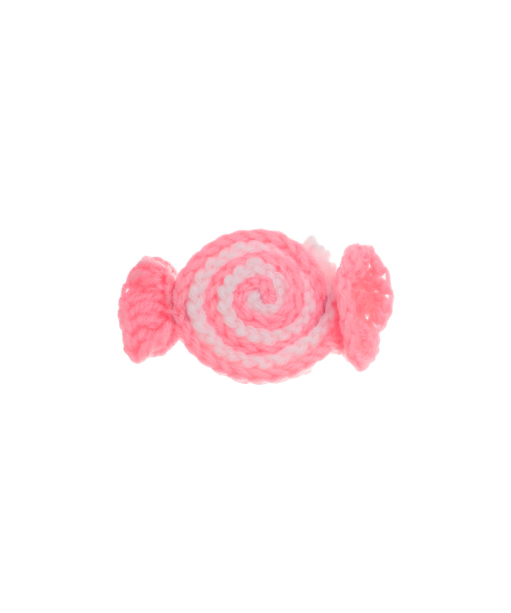 Pink and white candy swirl crochet hair clip