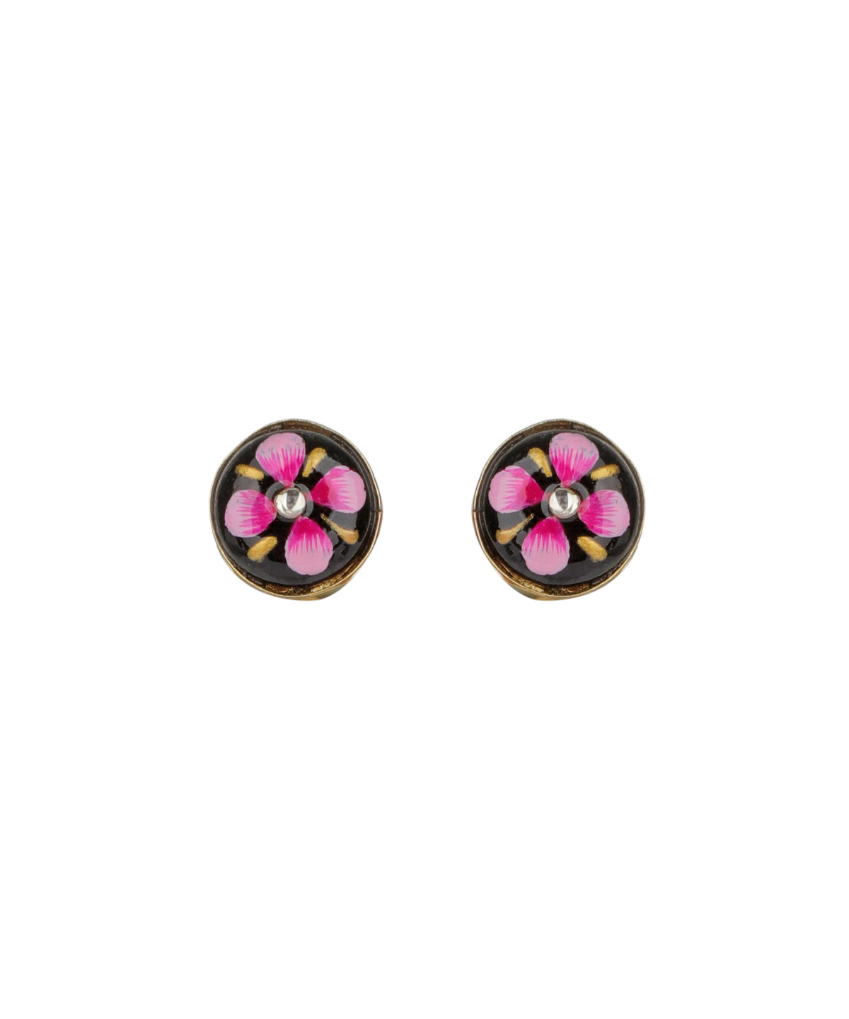 Pair of snowflake-shaped earrings on a white background