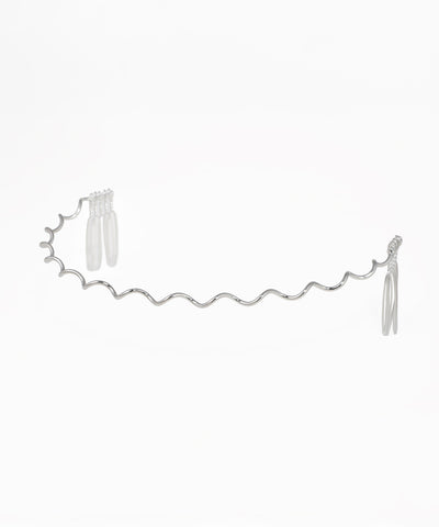 Silver-tone tiara with a wavy band and clear hair grips