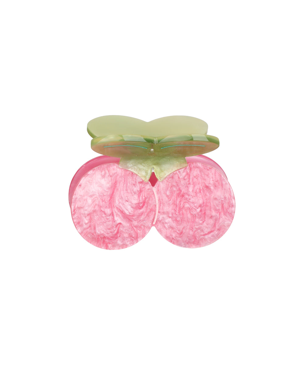 Pink and green cherry hair clutch clip