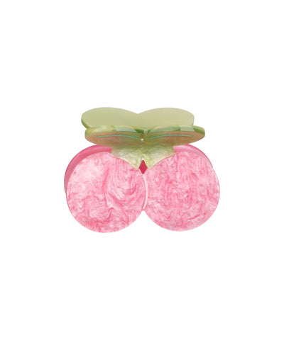 Pink and green cherry hair clutch clip