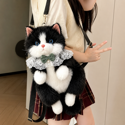 OREO Plush Cat Backpack (Black) | Stylika