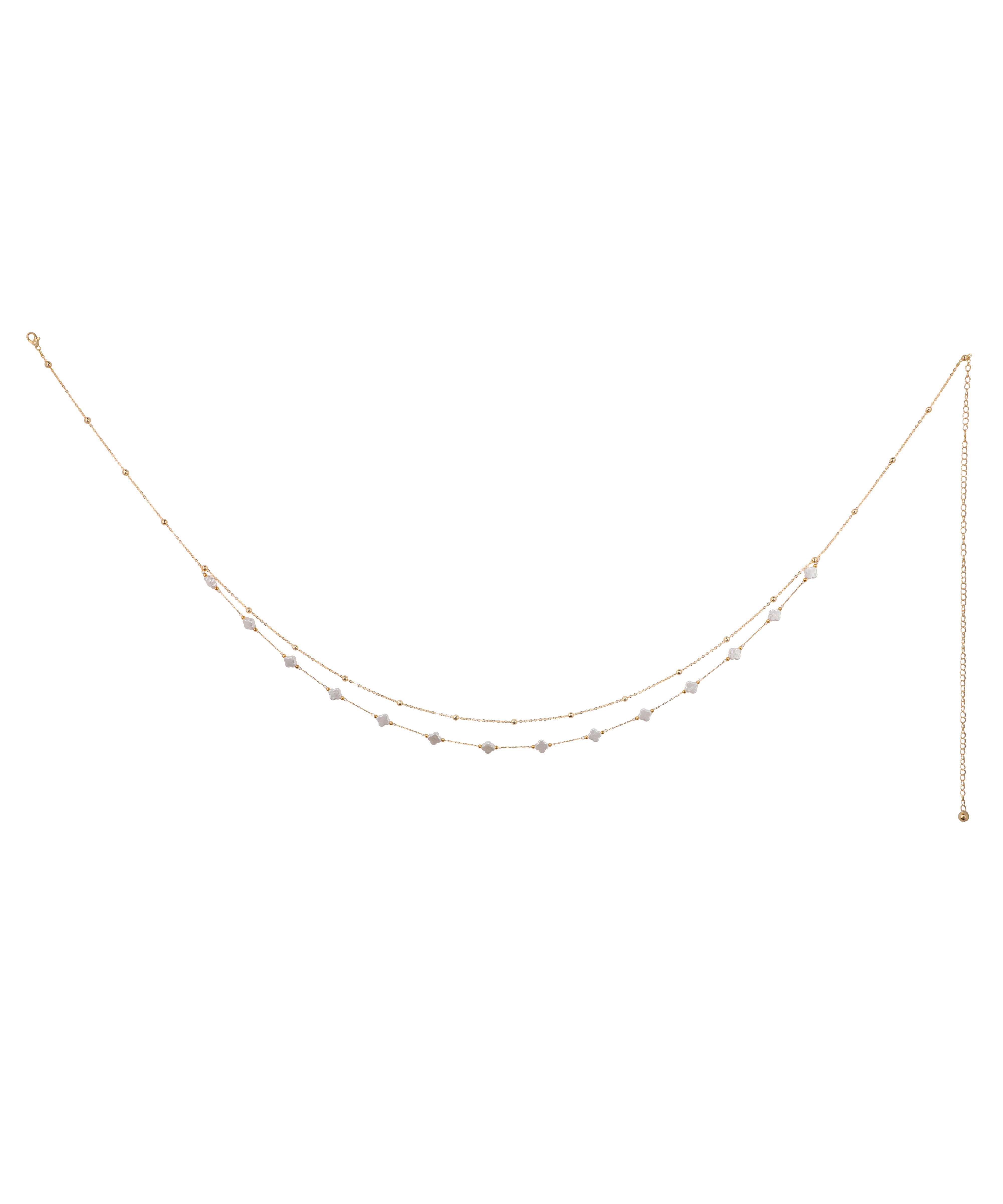 Gold-tone waist chain with dual chains and white geometric accent stones