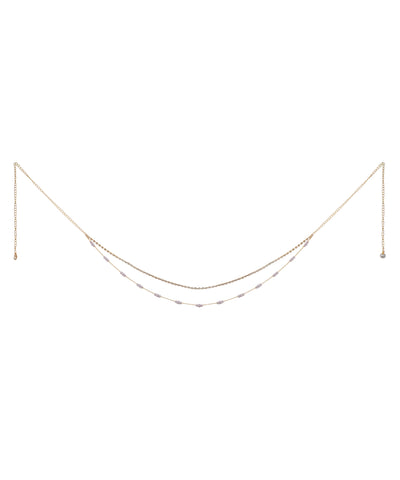 Gold-tone waist chain with double layers and eye-shaped accents
