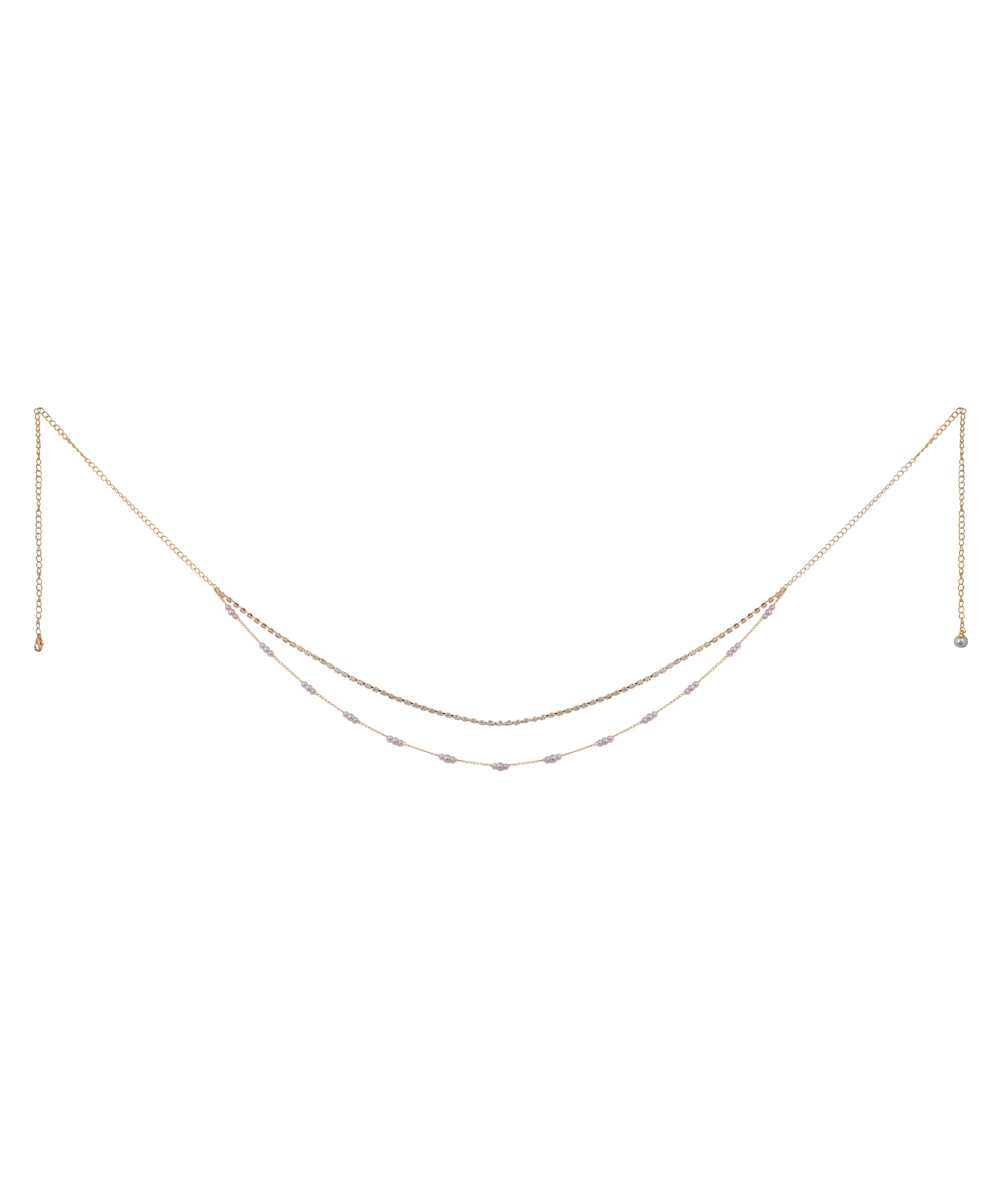 Gold-tone waist chain with double layers and eye-shaped accents
