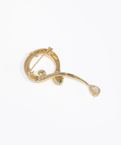 Serpent Brooch with Faux Pearl & Drop Detail | Stylika