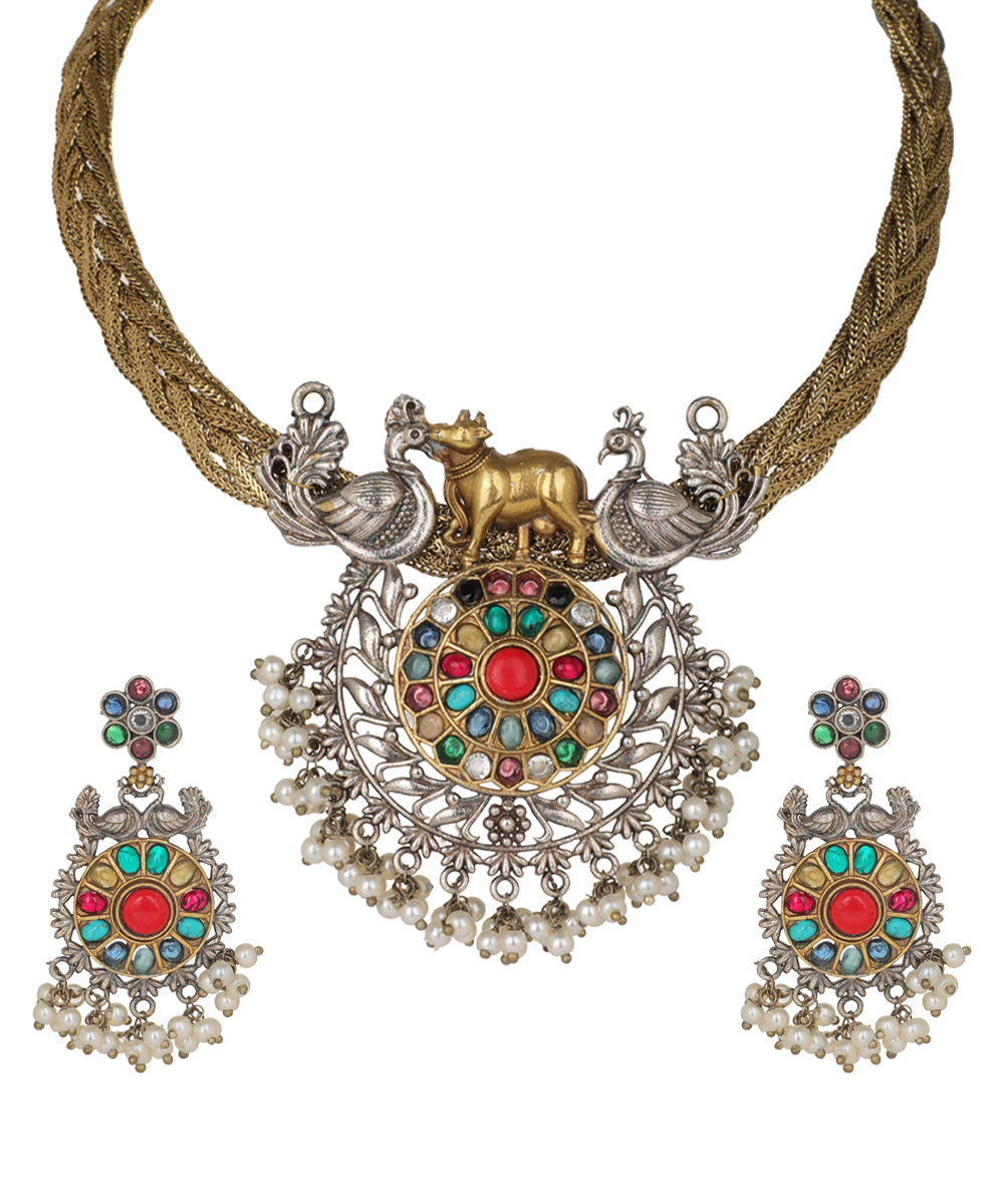 Twin Mayura Kamdhenu Necklace | Stylika |