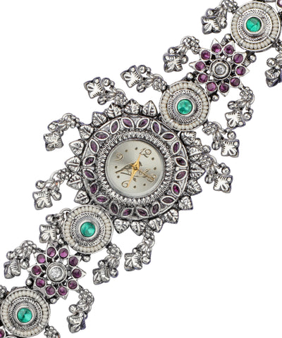 Bracelet watch with an intricate layered structural design