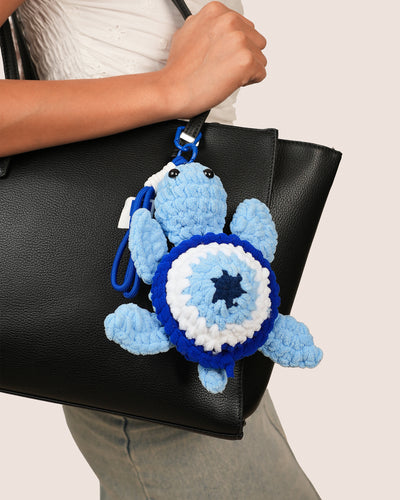 Whimsical Evil Eye Turtle Crochet Bag Charm | Stylika