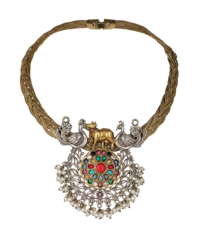 Twin Mayura Kamdhenu Necklace | Stylika |