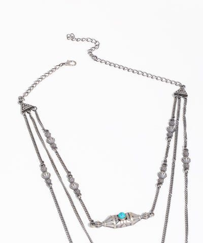 Artisan-Inspired Multi-Layered Geometric Oxidised Necklace with Earrings | Stylika