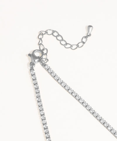 Square Cluster Front Tennis Chain Necklace with Earrings | Stylika