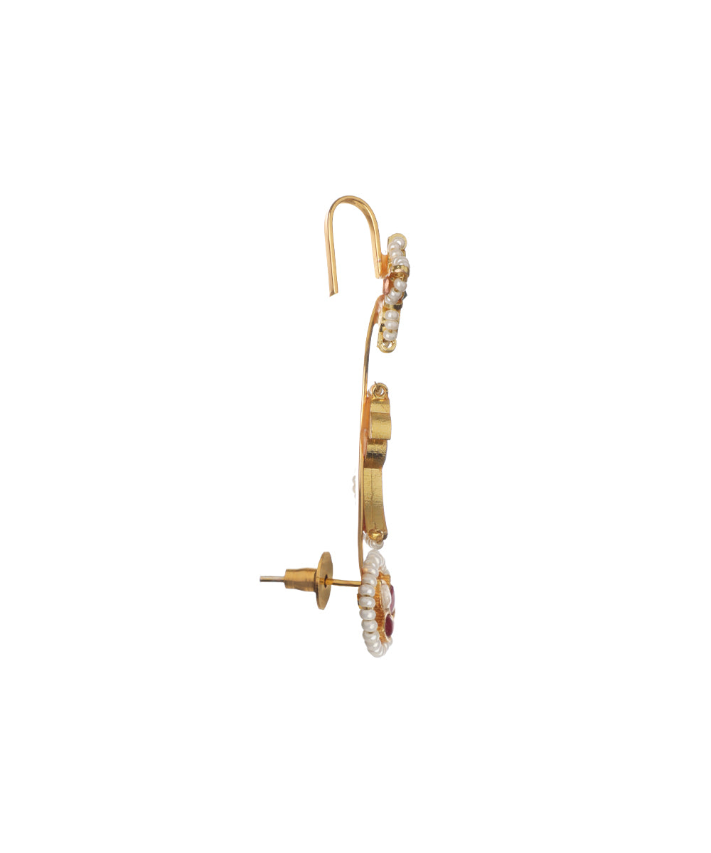 Ethnic Floral Stone Ear Cuff Climber Earrings | Stylika