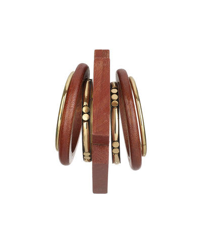 Wooden kada with stacked bangle motif and layered design