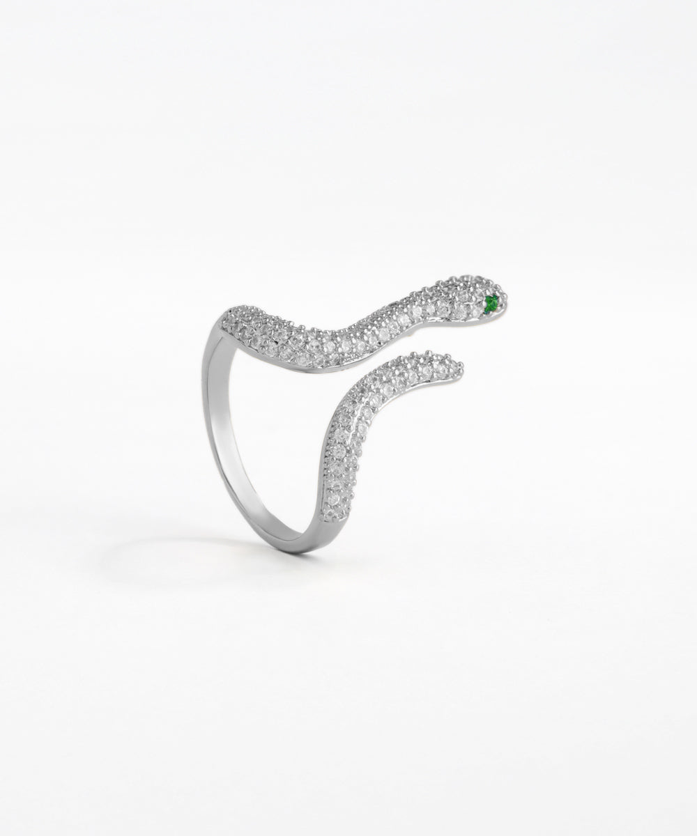 Sparkle-Encrusted Serpent Wrap Statement Ring | Stylika