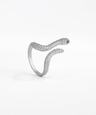 Sparkle-Encrusted Serpent Wrap Statement Ring | Stylika