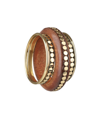 Contemporary Wooden Kada with Stacked Studded Bangles | Stylika