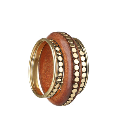 Contemporary Wooden Kada with Stacked Studded Bangles | Stylika