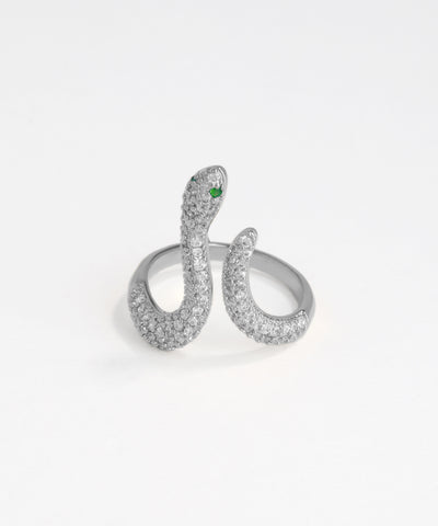 Sparkle-Encrusted Serpent Wrap Statement Ring | Stylika