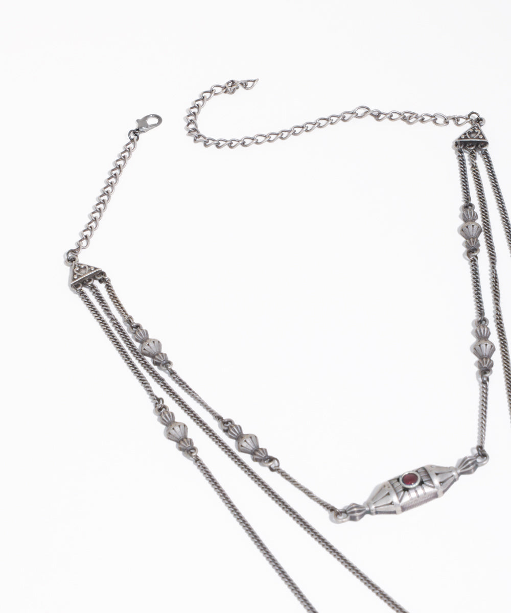 Artisan-Inspired Multi-Layered Geometric Oxidised Necklace with Earrings | Stylika