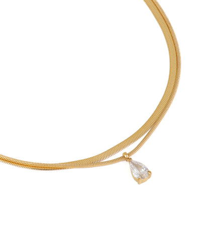 Minimal Layered Snake Chain Anklet with Stone Drop | Stylika