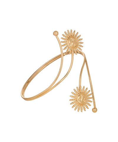 Radiant Sun Arm Cuff with Curved Accents | Stylika