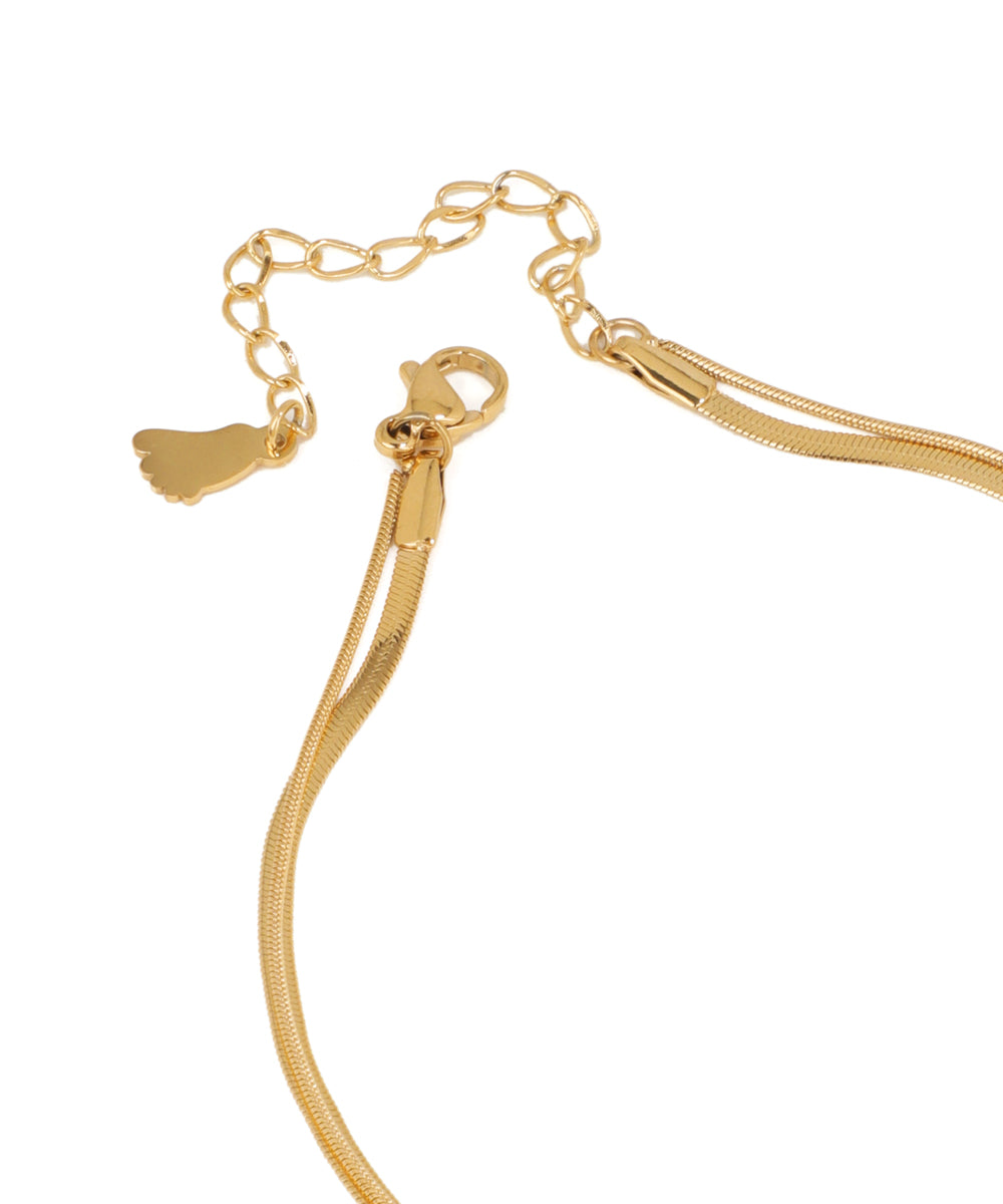 Minimal Layered Snake Chain Anklet with Stone Drop | Stylika
