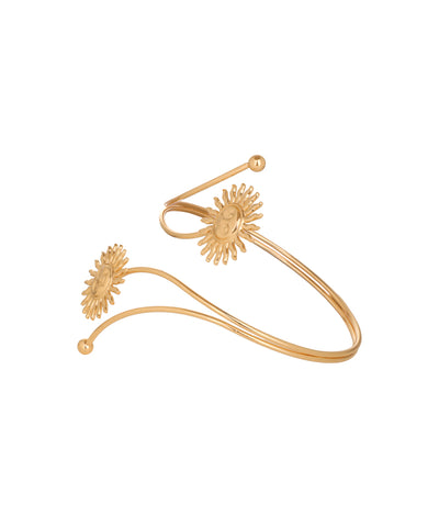 Radiant Sun Arm Cuff with Curved Accents | Stylika