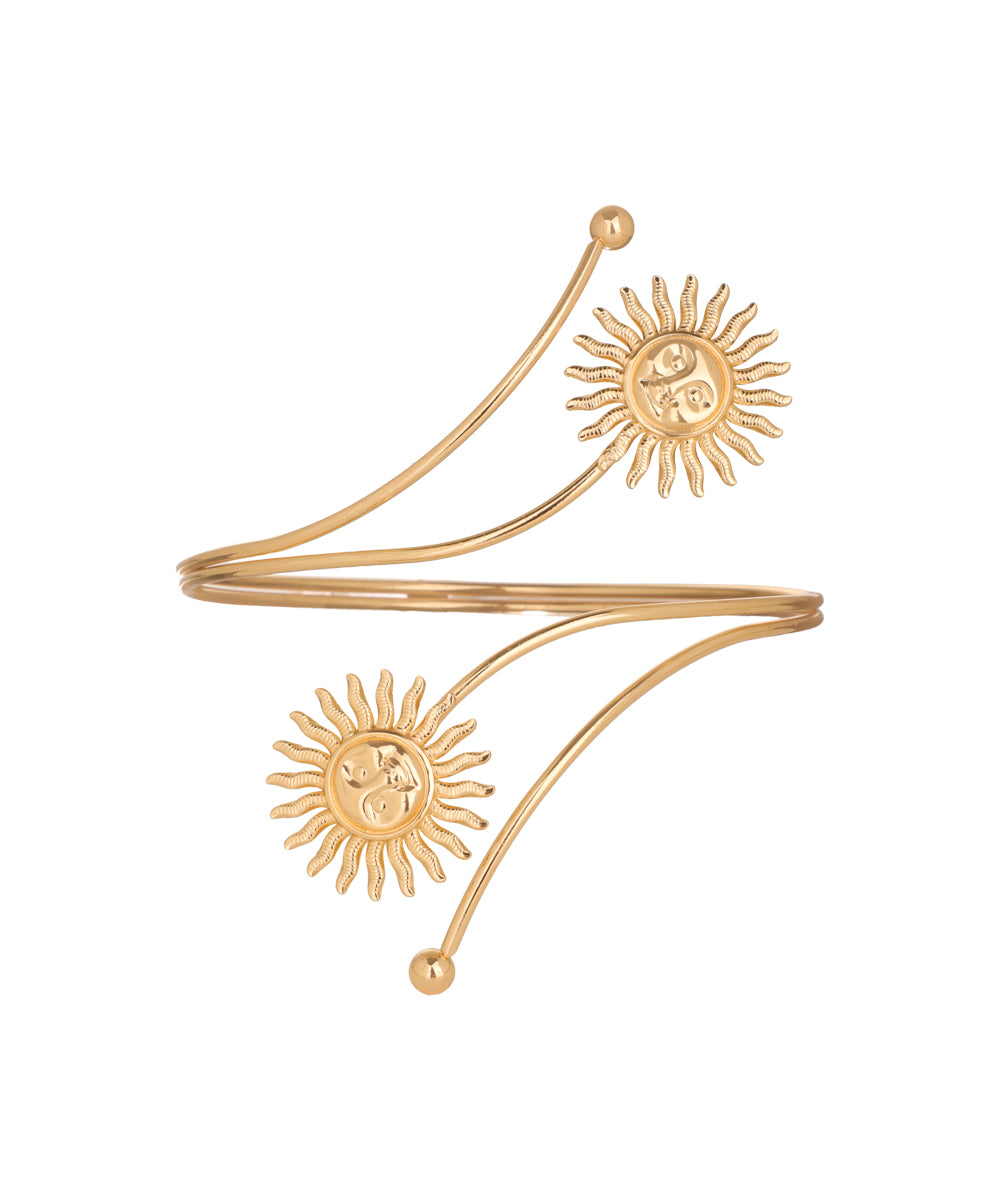Radiant Sun Arm Cuff with Curved Accents | Stylika