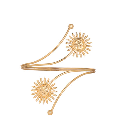 Radiant Sun Arm Cuff with Curved Accents | Stylika