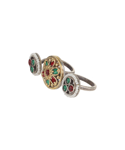 Floral Medallion Trio Ring | Stylika