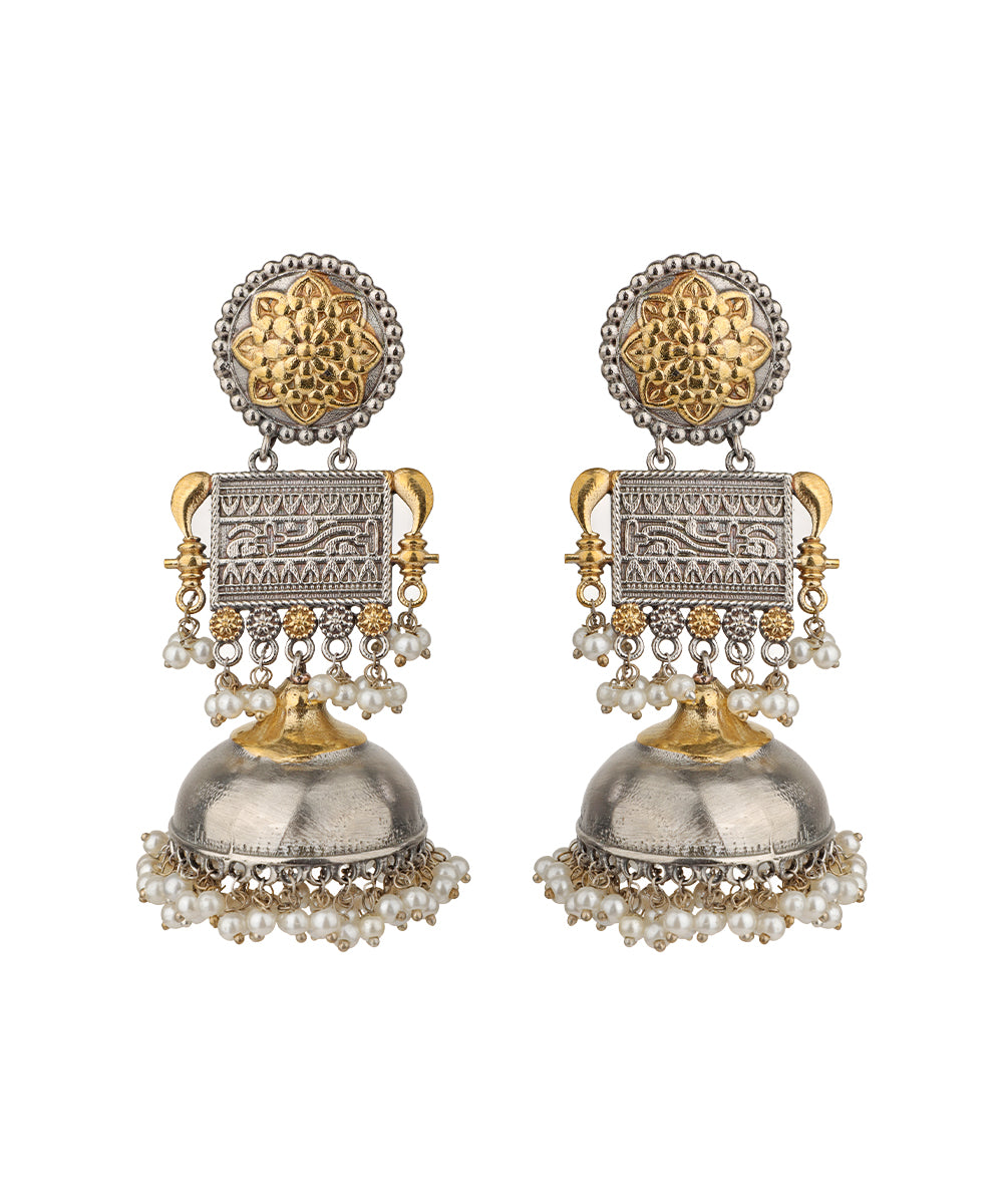 Floral Mandala Layered Jhumka Drop Earrings | Stylika