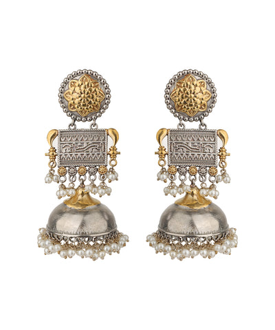 Floral Mandala Layered Jhumka Drop Earrings | Stylika