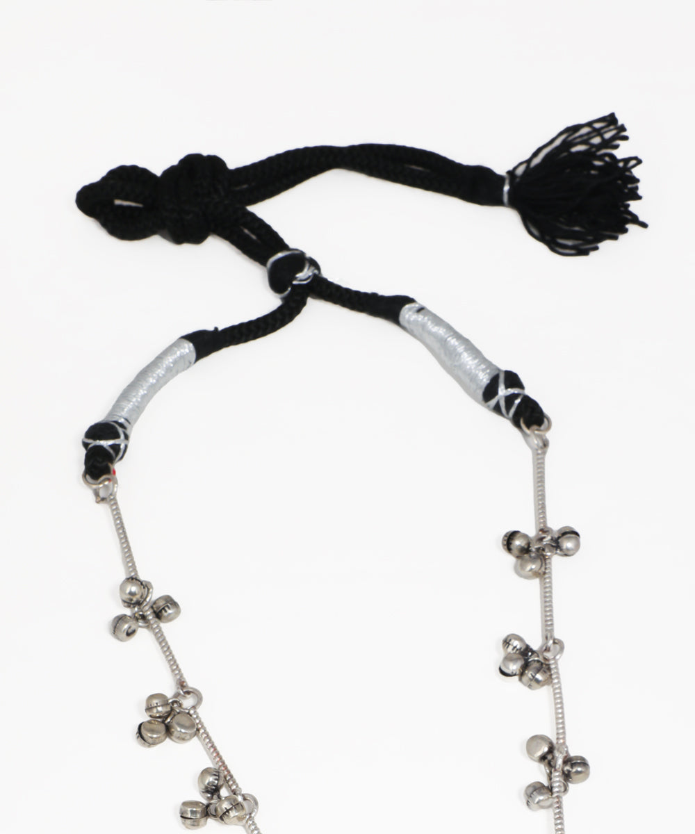 Vintage-inspired deer design oxidised jewelry set with pink stone and pearls