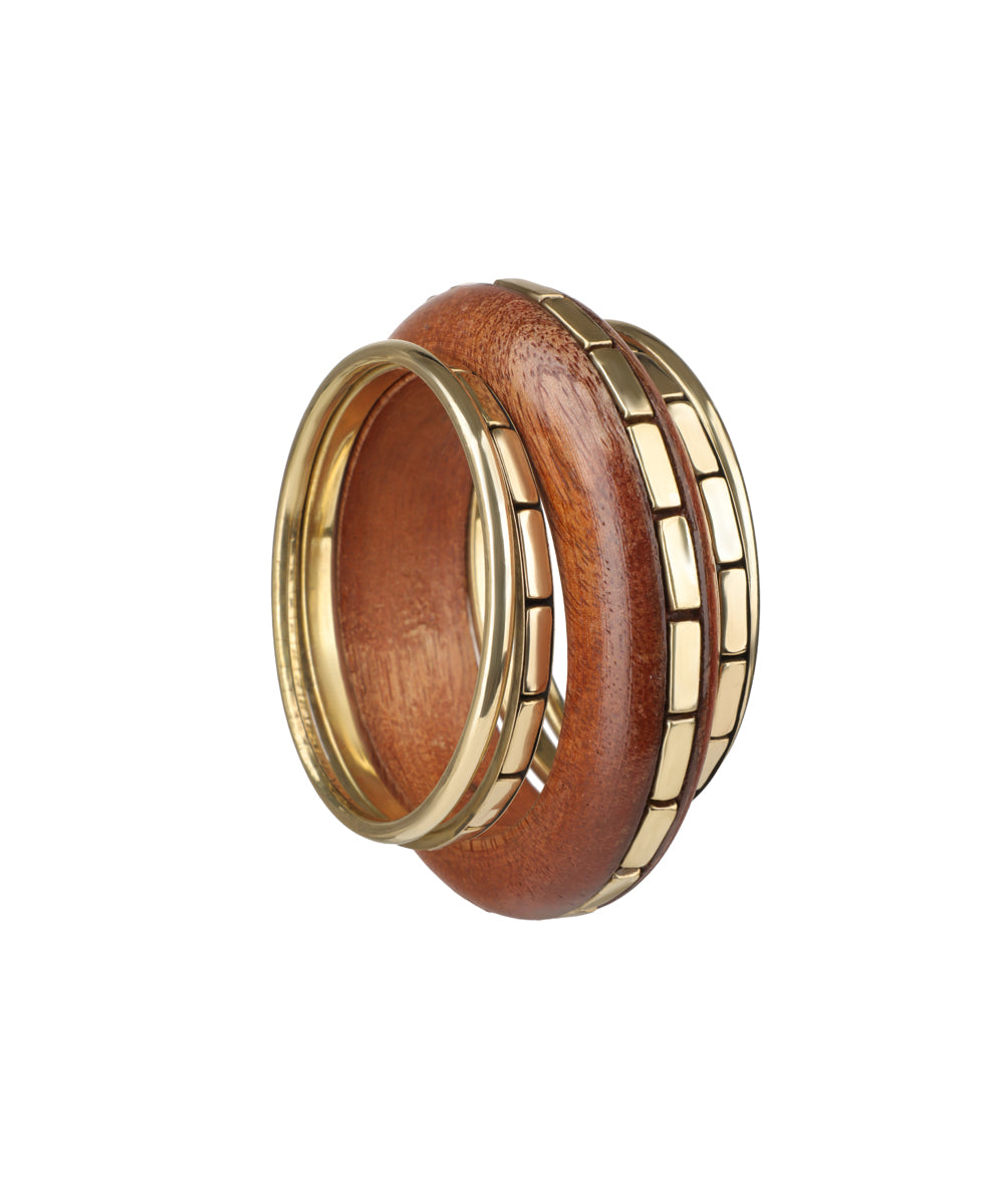 Geometric Inlaid Wooden Kada Stacked Bangles | Stylika