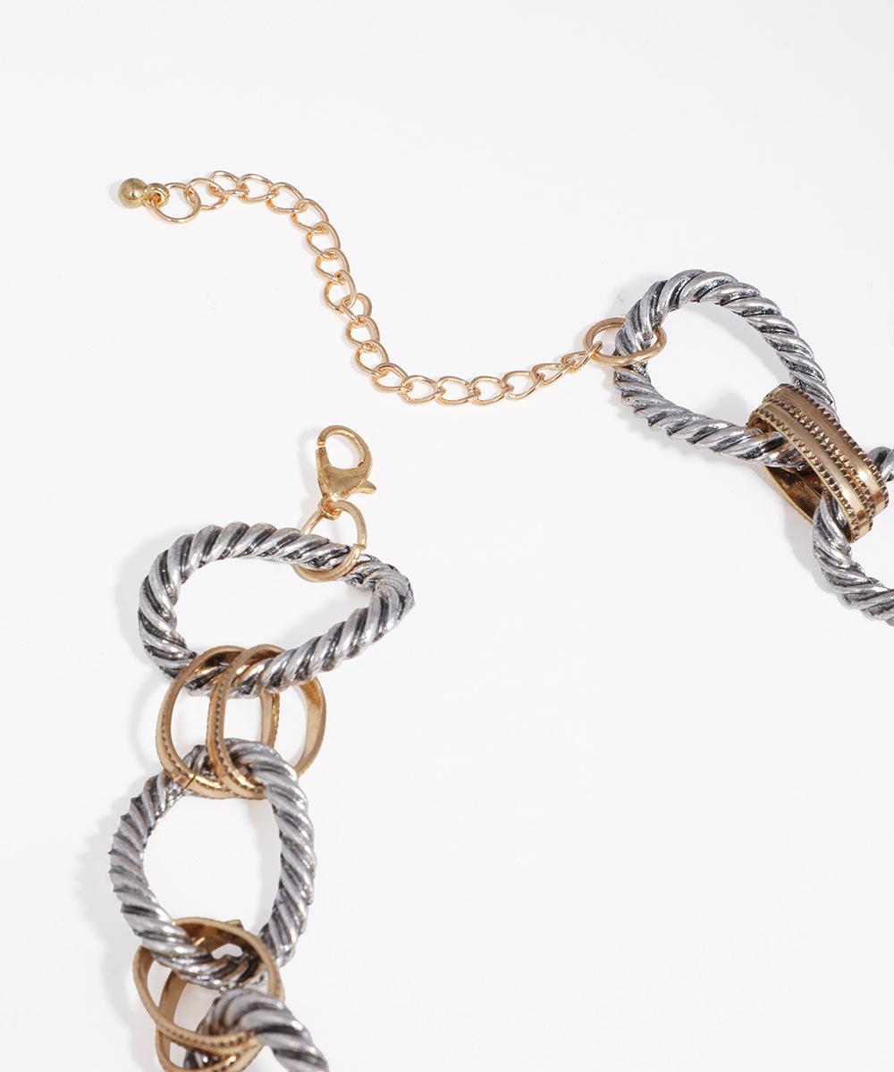 Mixed Metal Chain Necklace with Artistic Charms | Stylika