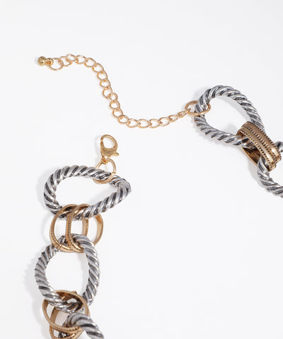 Mixed Metal Chain Necklace with Artistic Charms | Stylika