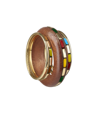 Geometric Inlaid Wooden Kada Stacked Bangles | Stylika