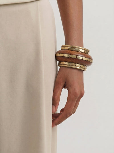 Geometric Inlaid Wooden Kada Stacked Bangles | Stylika